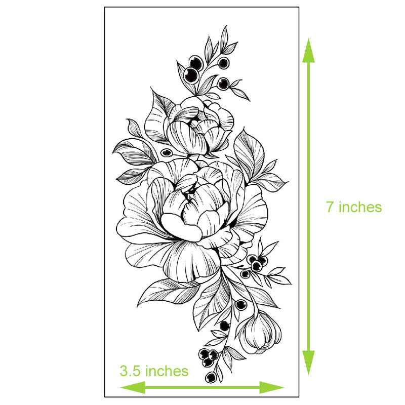 Floral Temporary Tattoos – 5 Waterproof Flower Tattoo Sheets