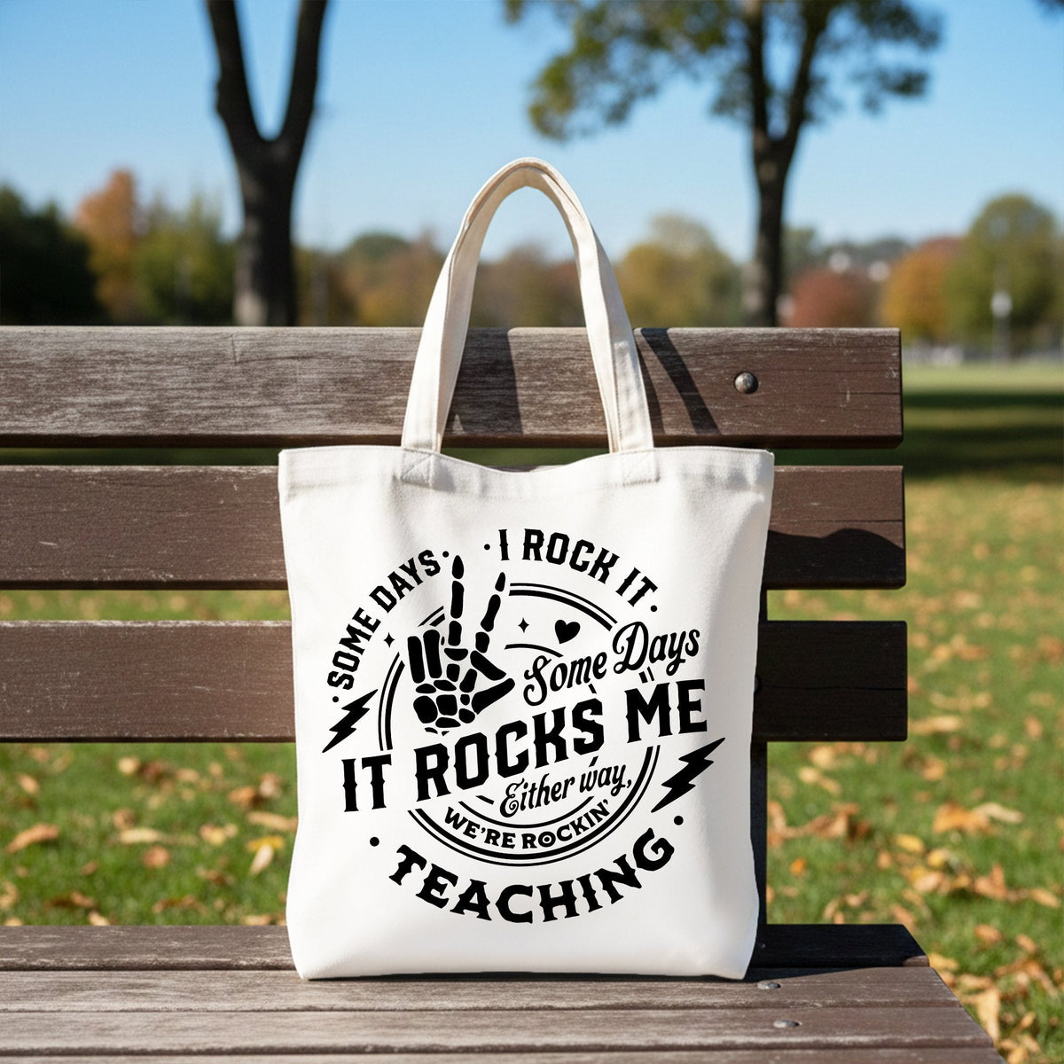 Some Days I Rock It Some Days It Rocks Me Tote Bag, Funny Gift Shopper for Fun Teachers - Shaketea