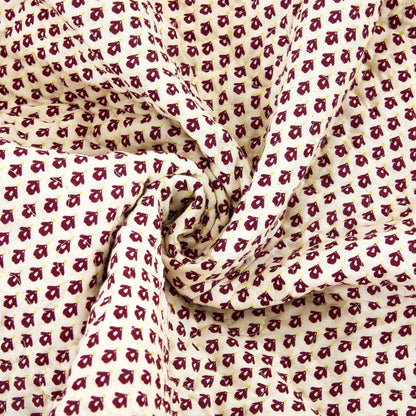 Tache Fairy Tale Tea Party Beige Burgundy Paisley Floral Cotton Patchwork Quilted Throw Blanket (DXJ103443)