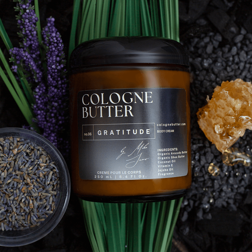 GRATITUDE – Luxury Fragrance Body Butter | Honey, Smoky Cedarwood & Sandalwood Cologne Scent Moisturizing Skin Butter | Cologne Butter