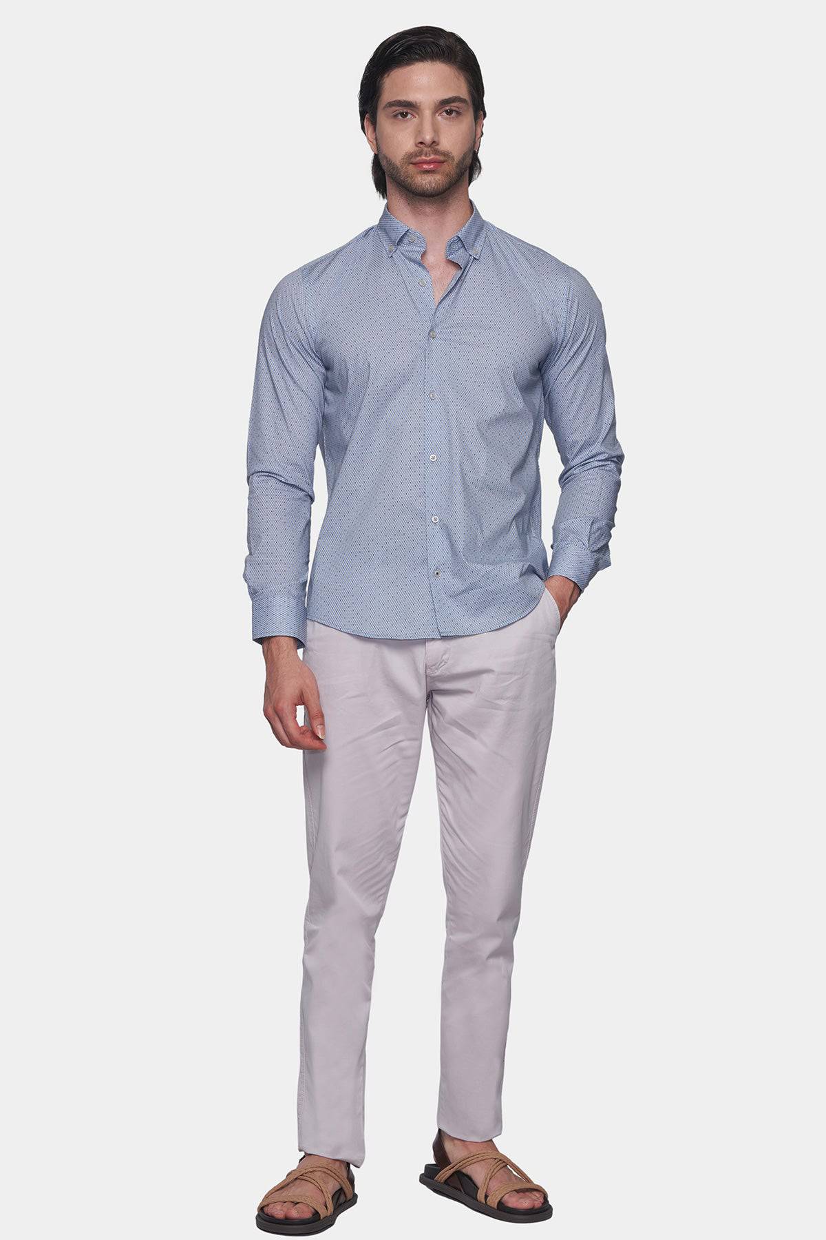 Premium Cotton Pattern Dress Shirt (Executive Blue)