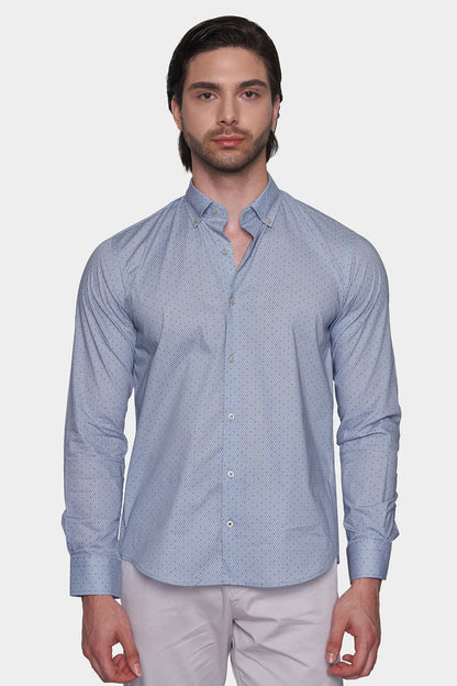 Premium Cotton Pattern Dress Shirt (Executive Blue)