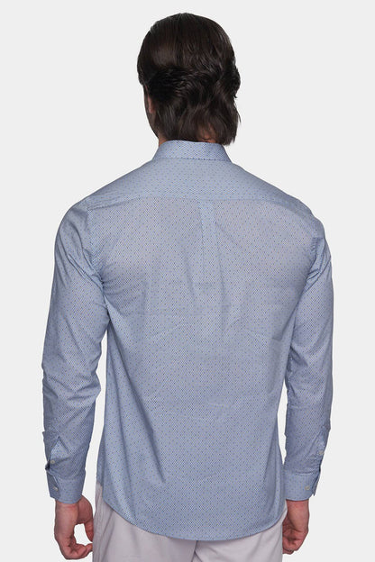 Premium Cotton Pattern Dress Shirt (Executive Blue)