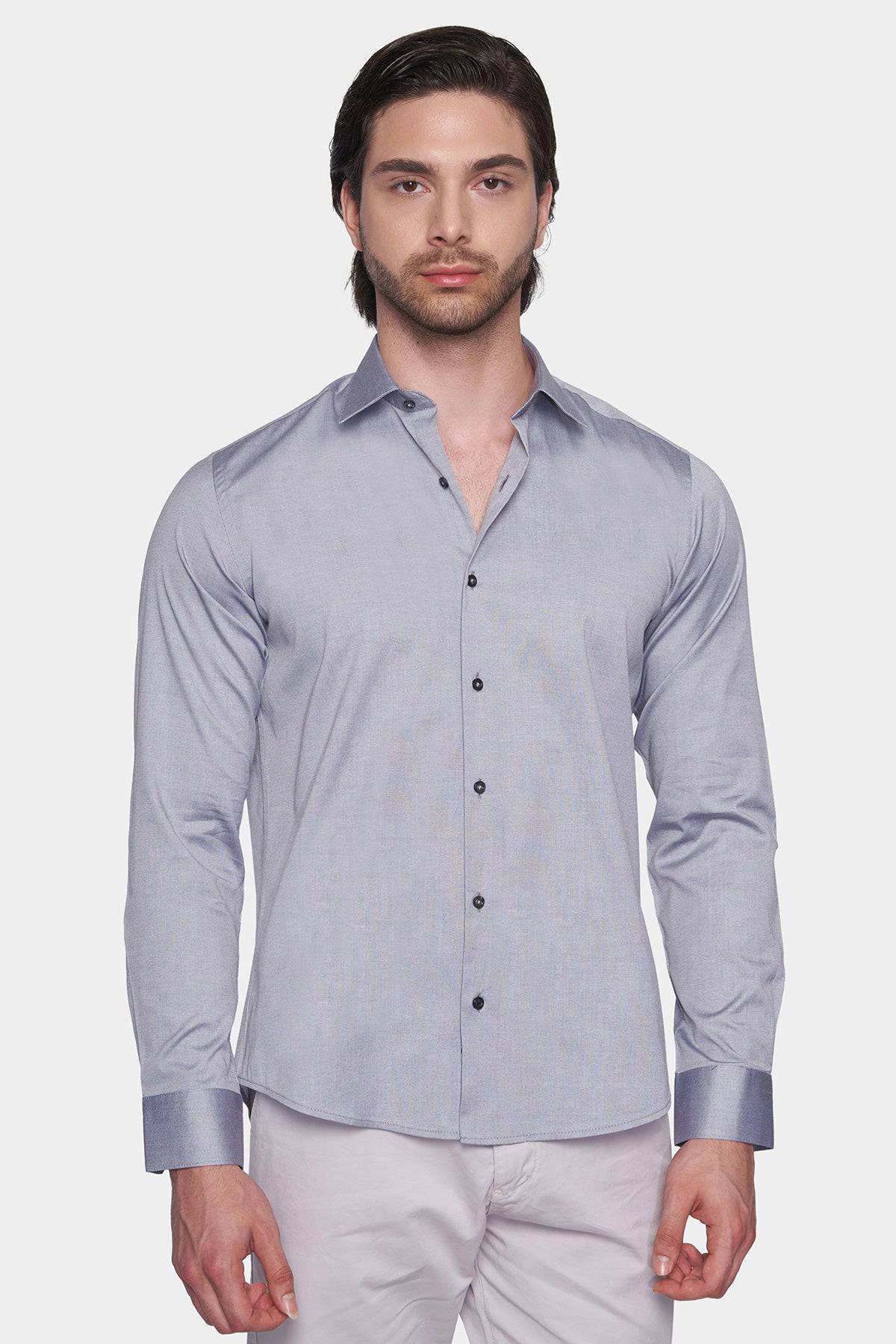 Premium Cotton Dress Shirt (Sterling Silver)