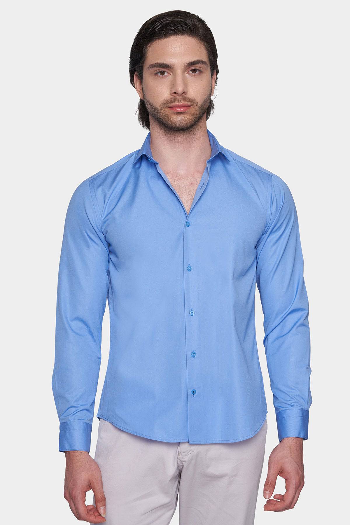 Premium Cotton Dress Shirt (Classic Blue)