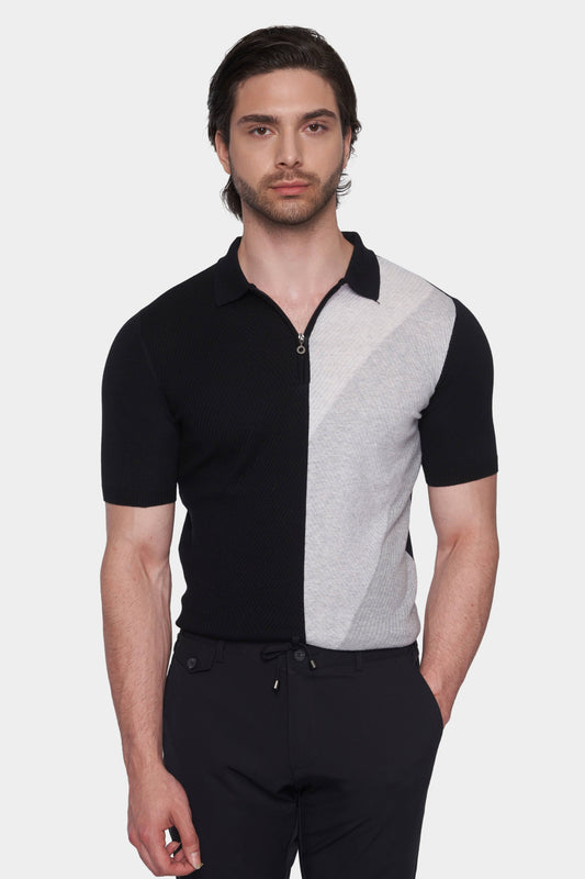 The Mercerized Cotton Polo (Black & White) - Shaketea