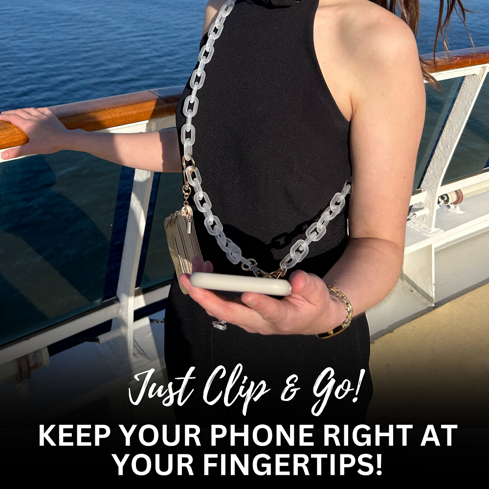 Clip And Go Ice Chain Phone Strap Crossbody Detachable Wallet Pouch