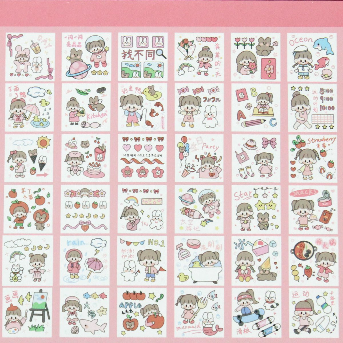 100 Sheets Kawaii Stickers Aesthetic Waterproof Non-Toxic Cute Stickers