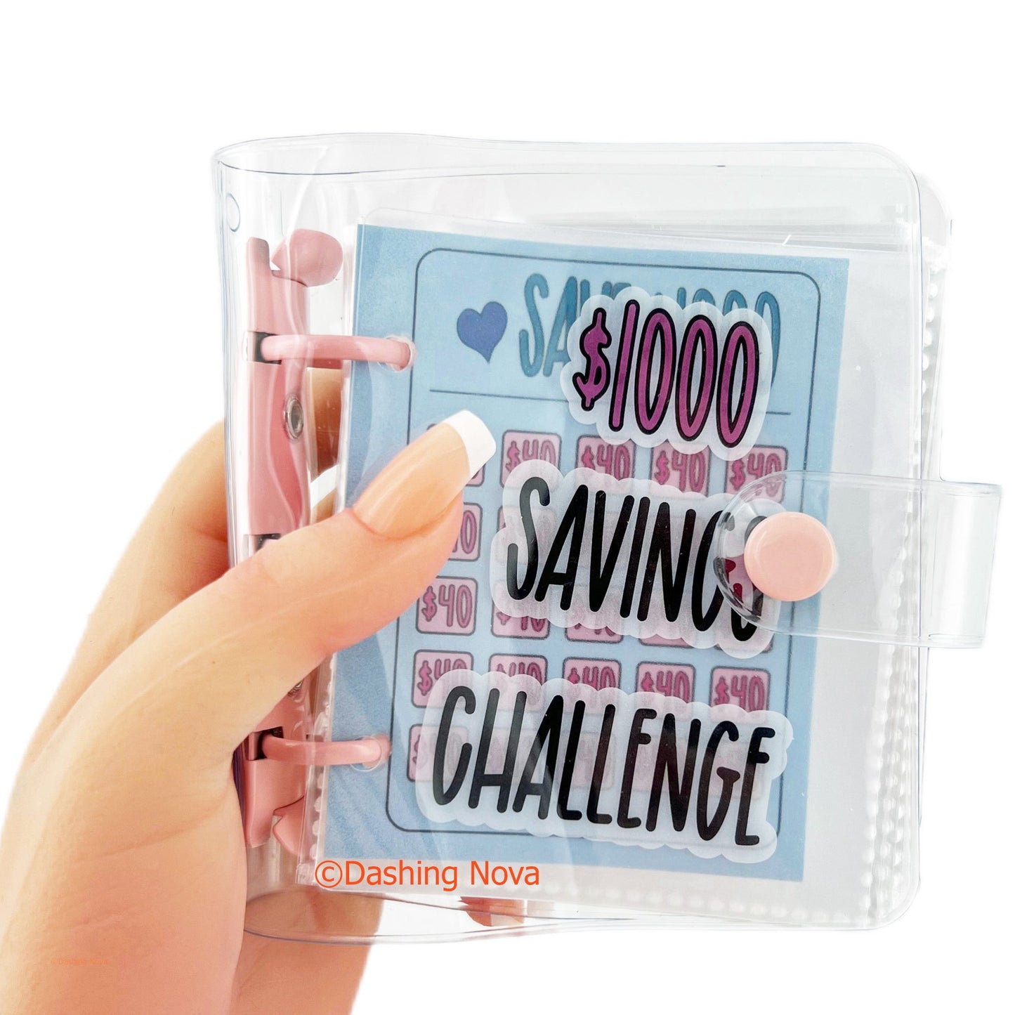 $1000 Saving Challenge Book 3 Ring Binder Clear Cover Money Saving Book