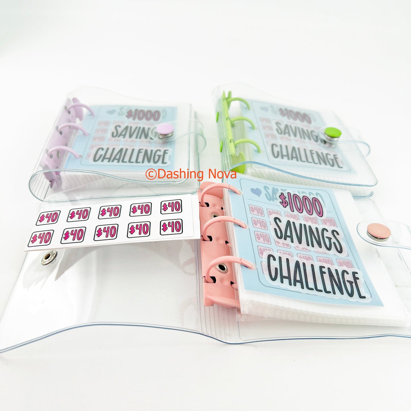 $1000 Saving Challenge Book 3 Ring Binder Clear Cover Money Saving Book