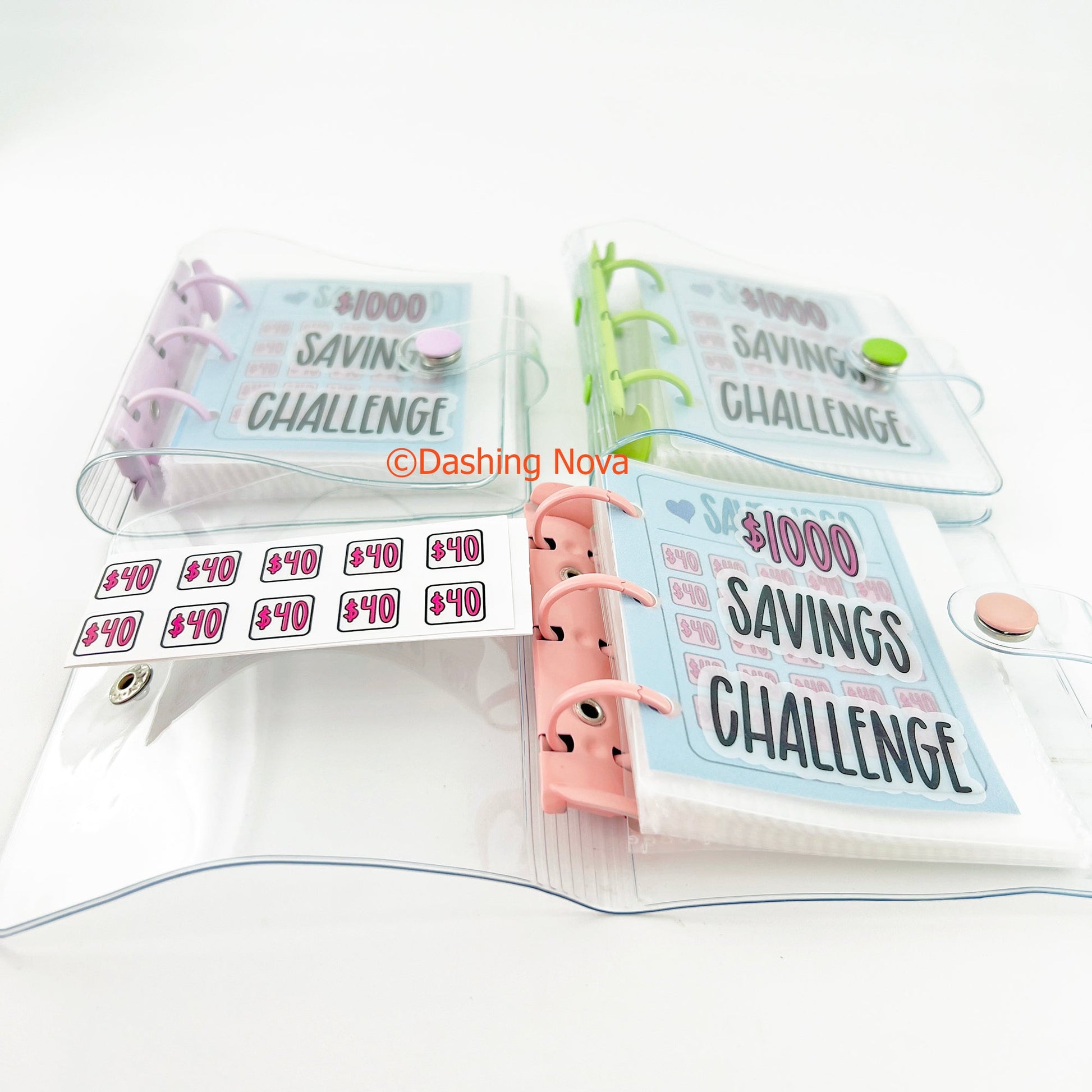 $1000 Saving Challenge Book 3 Ring Binder Clear Cover Money Saving Book