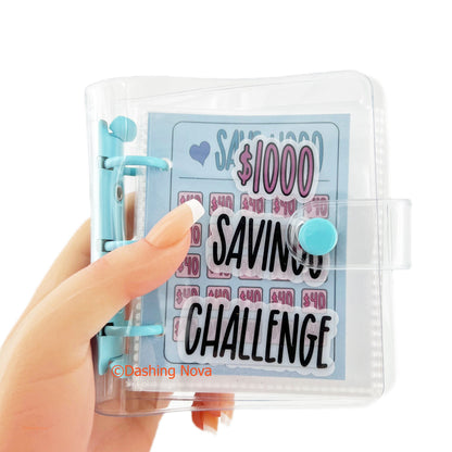 $1000 Saving Challenge Book 3 Ring Binder Clear Cover Money Saving Book