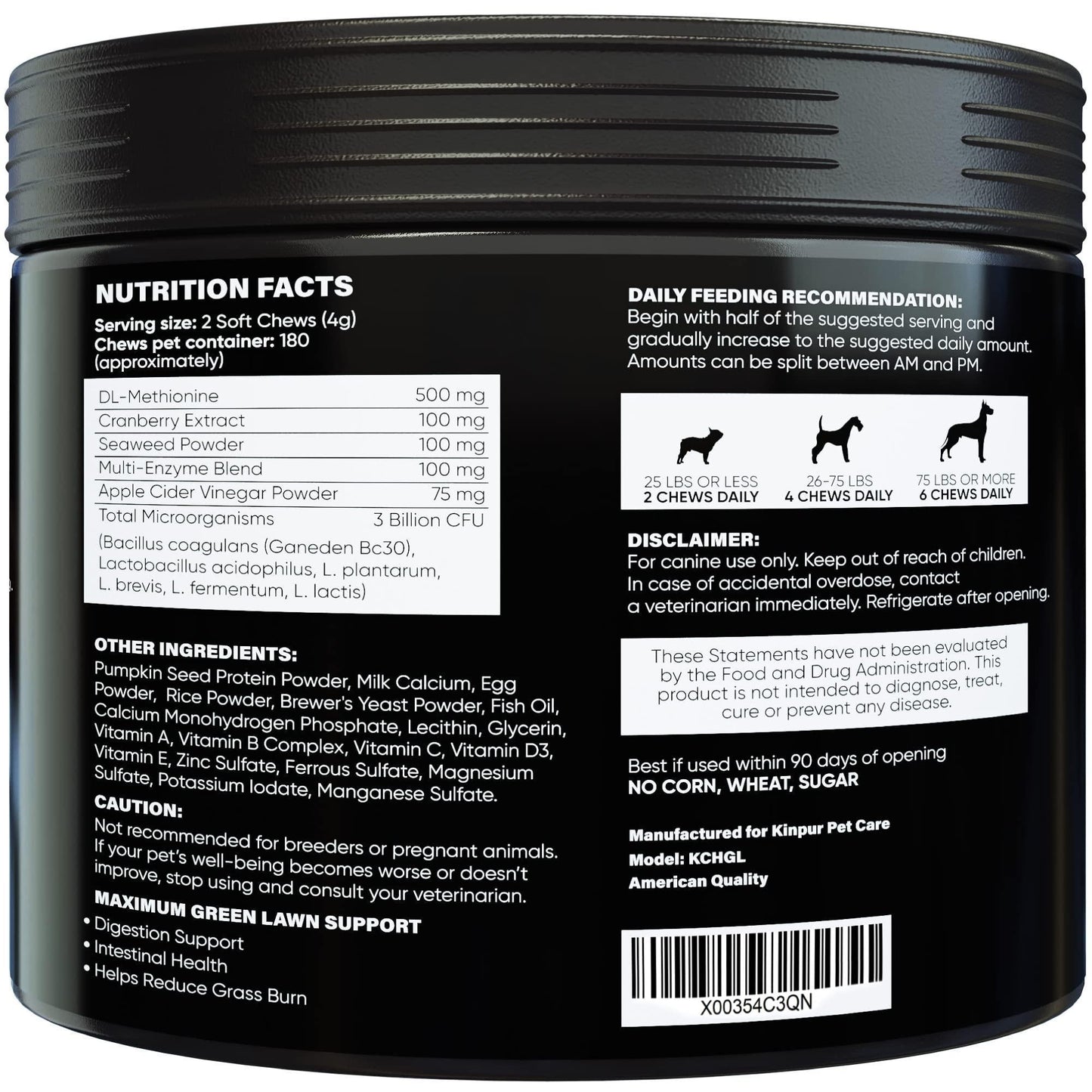 Green Lawn Chews for Dogs Urine Neutralizer Cranberry ACV & Enzymes