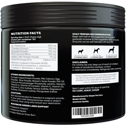 Green Lawn Chews for Dogs Urine Neutralizer Cranberry ACV & Enzymes