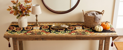 Tache Sunflower Field Scarecrow Autumn Harvest Woven Tapestry Table Runners (11712TR)