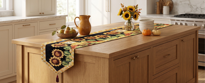 Tache Sunflower Field Scarecrow Autumn Harvest Woven Tapestry Table Runners (11712TR)