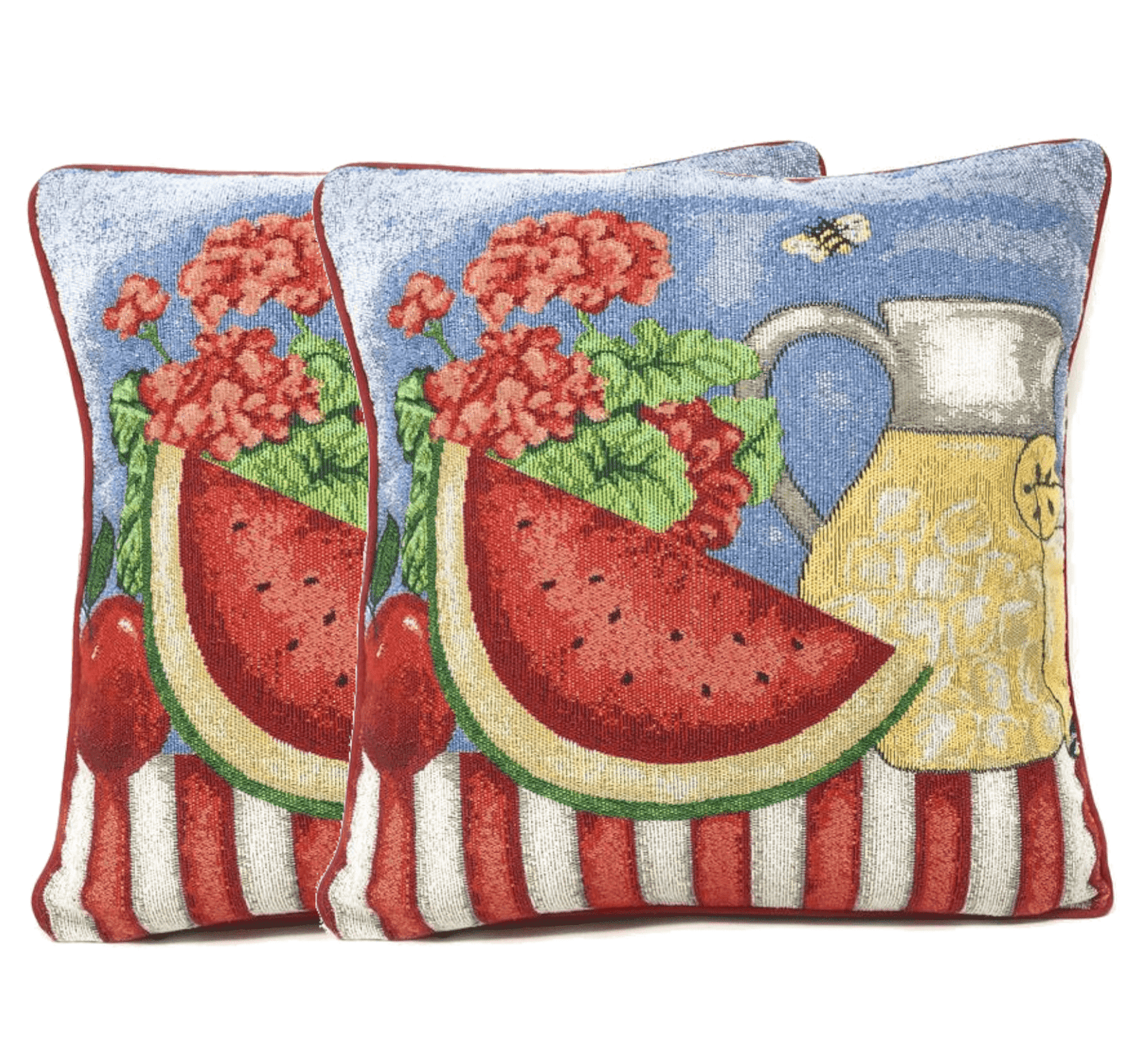 Tache Fruity Drinks Watermelon Lemonade Woven Tapestry Accent Throw Pillow Cover (13082CC)