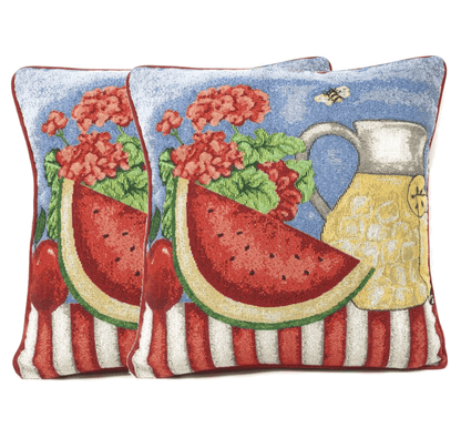 Tache Fruity Drinks Watermelon Lemonade Woven Tapestry Accent Throw Pillow Cover (13082CC)