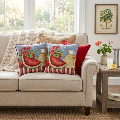 Tache Fruity Drinks Watermelon Lemonade Woven Tapestry Accent Throw Pillow Cover (13082CC)