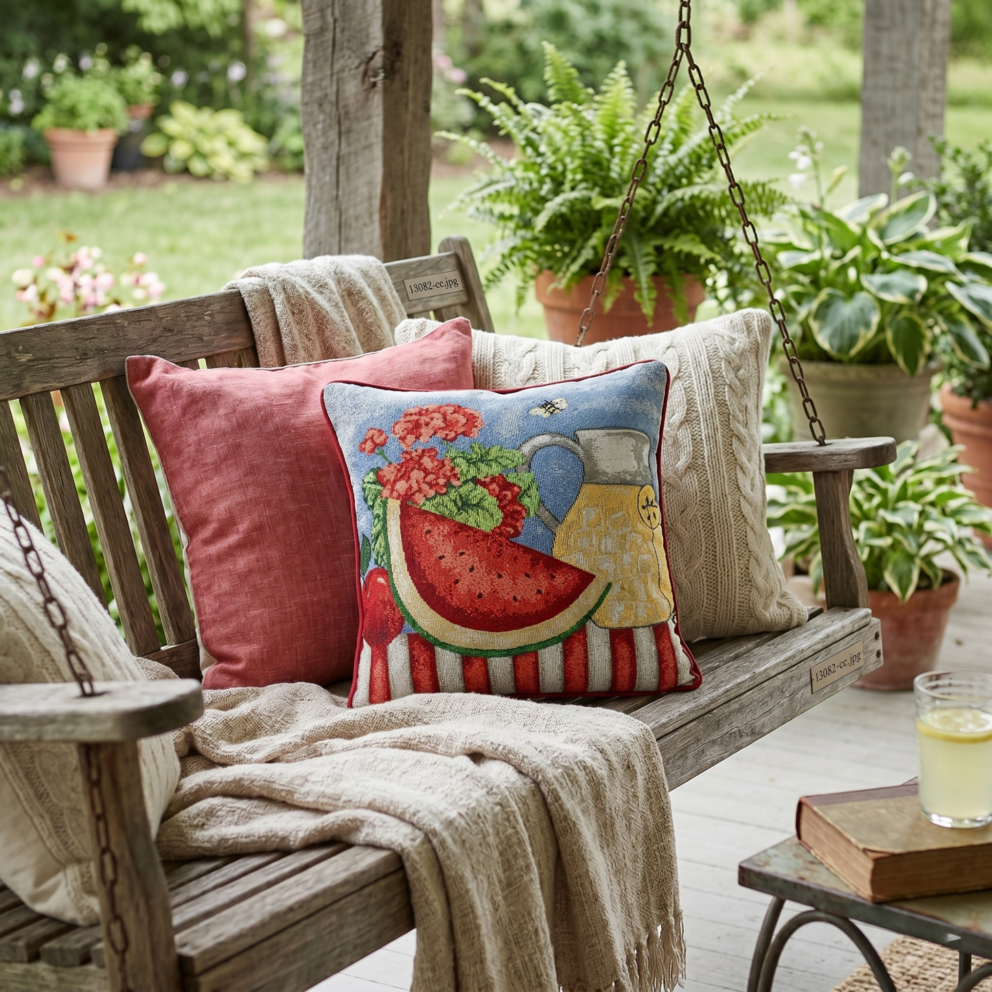 Tache Fruity Drinks Watermelon Lemonade Woven Tapestry Accent Throw Pillow Cover (13082CC)