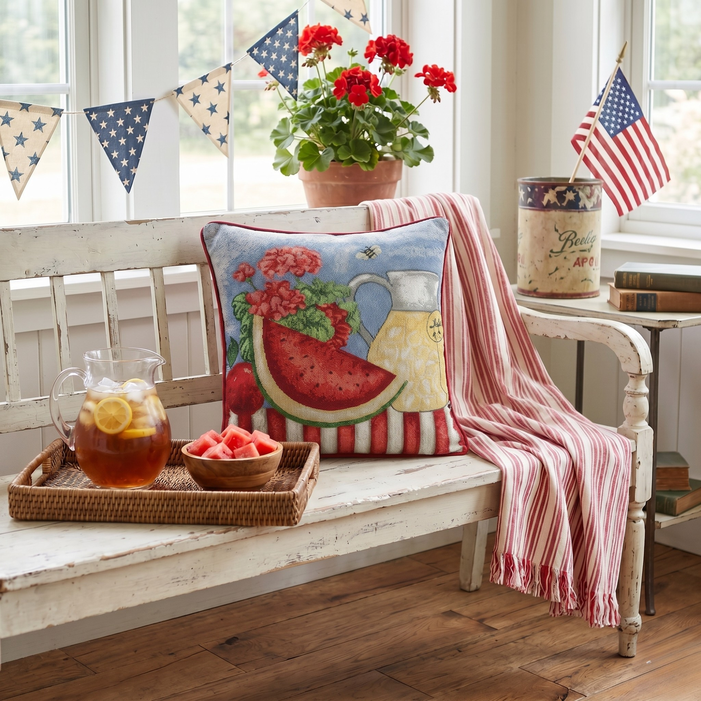 Tache Fruity Drinks Watermelon Lemonade Woven Tapestry Accent Throw Pillow Cover (13082CC)