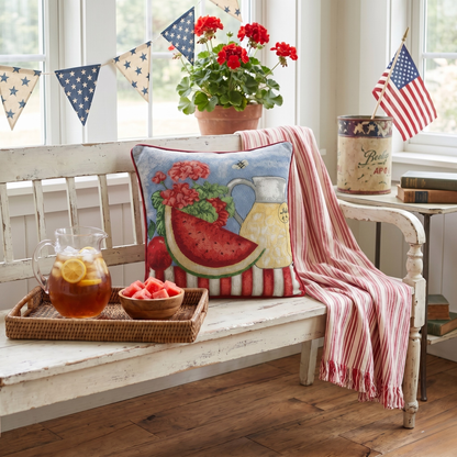 Tache Fruity Drinks Watermelon Lemonade Woven Tapestry Accent Throw Pillow Cover (13082CC)