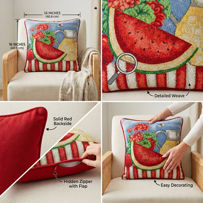 Tache Fruity Drinks Watermelon Lemonade Woven Tapestry Accent Throw Pillow Cover (13082CC)
