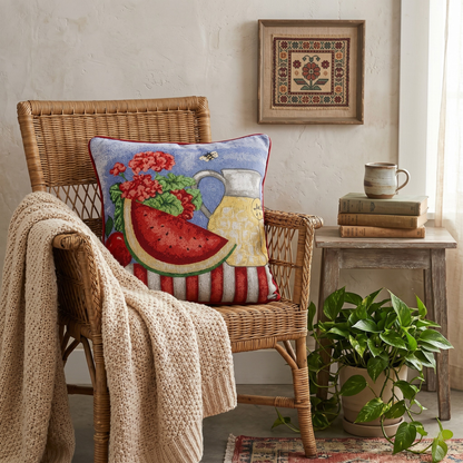 Tache Fruity Drinks Watermelon Lemonade Woven Tapestry Accent Throw Pillow Cover (13082CC)