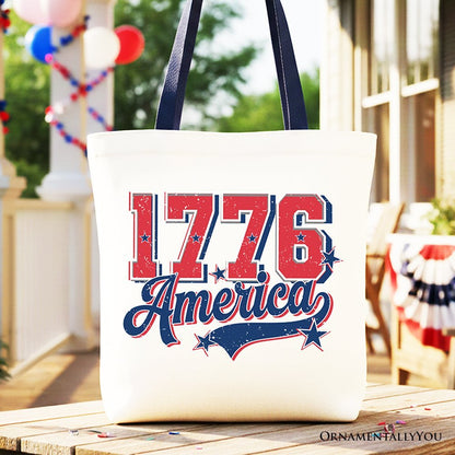 1776 America Vintage Tote Bag, Patriotic Retro USA Freedom 4th of July Gift Shopper