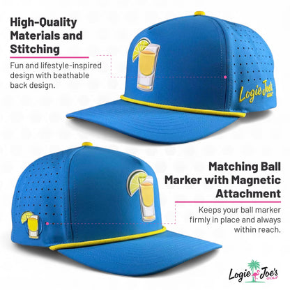 Old Fashioned Golf Hat | Snapback Cap | Built-in Magnetic Ball Marker Holder + Marker Included | Adjustable