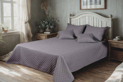 Tache Solid Light Gray Silver Diamond Stitch Bubble Quilted Bedspread Set (DXJ109038-2)