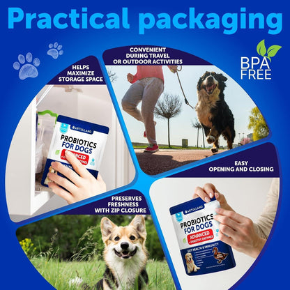 Probiotics for Dogs 70 Chews Duck Flavor Gut Health & Prebiotics
