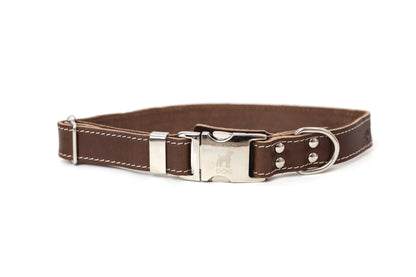 Pro Line Quick-Release Leather Dog Collar with Metal Buckle