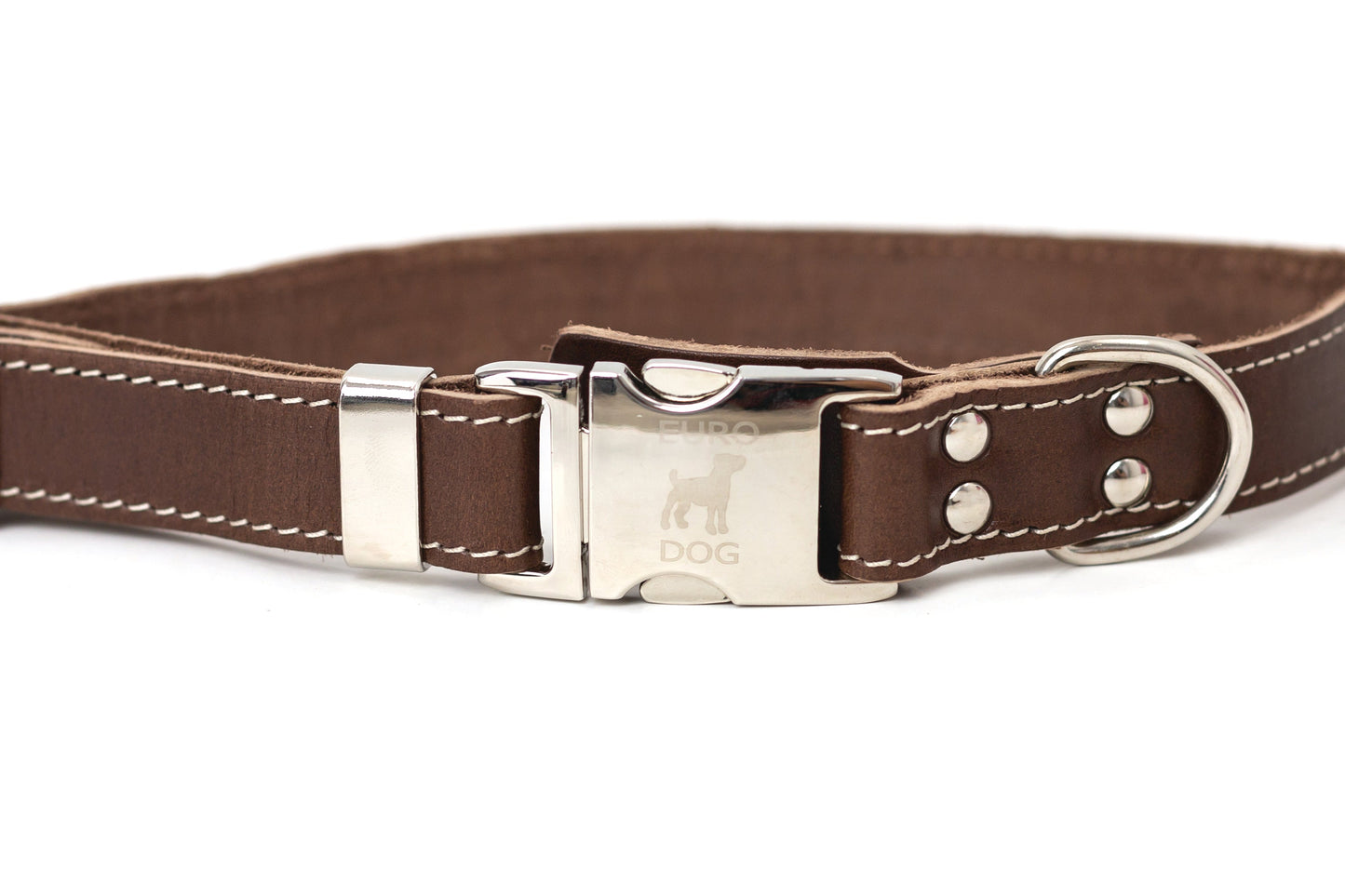 Pro Line Quick-Release Leather Dog Collar with Metal Buckle