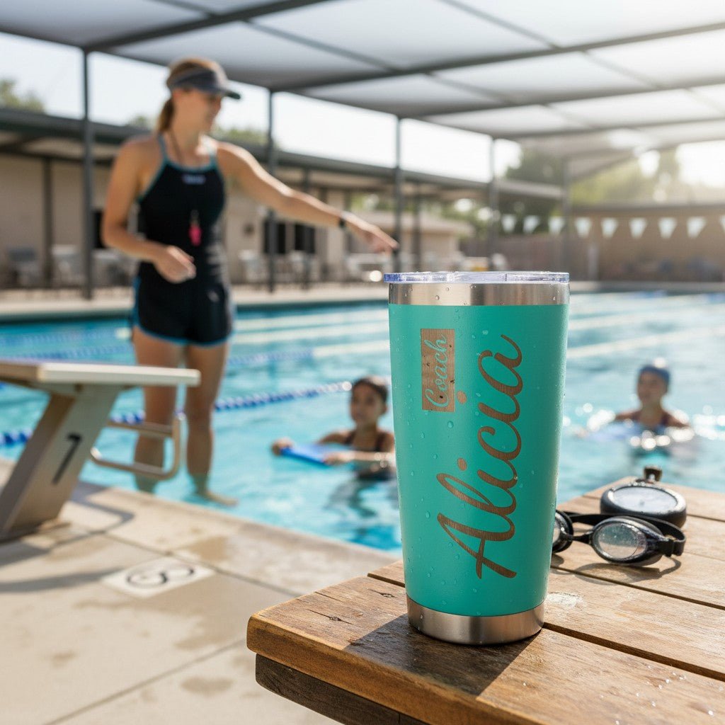 20oz Personalized Name Tumbler Gift for Swimmers Coaches