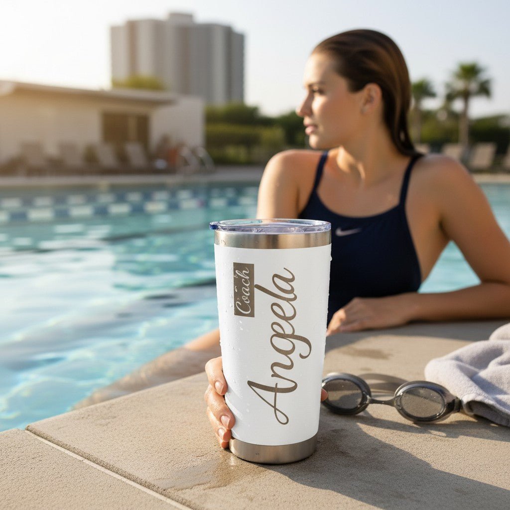 20oz Personalized Name Tumbler Gift for Swimmers Coaches