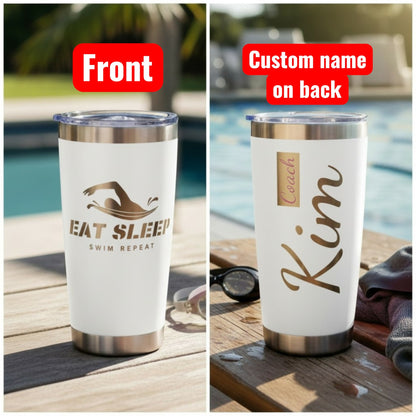 20oz Personalized Name Tumbler Gift for Swimmers Coaches