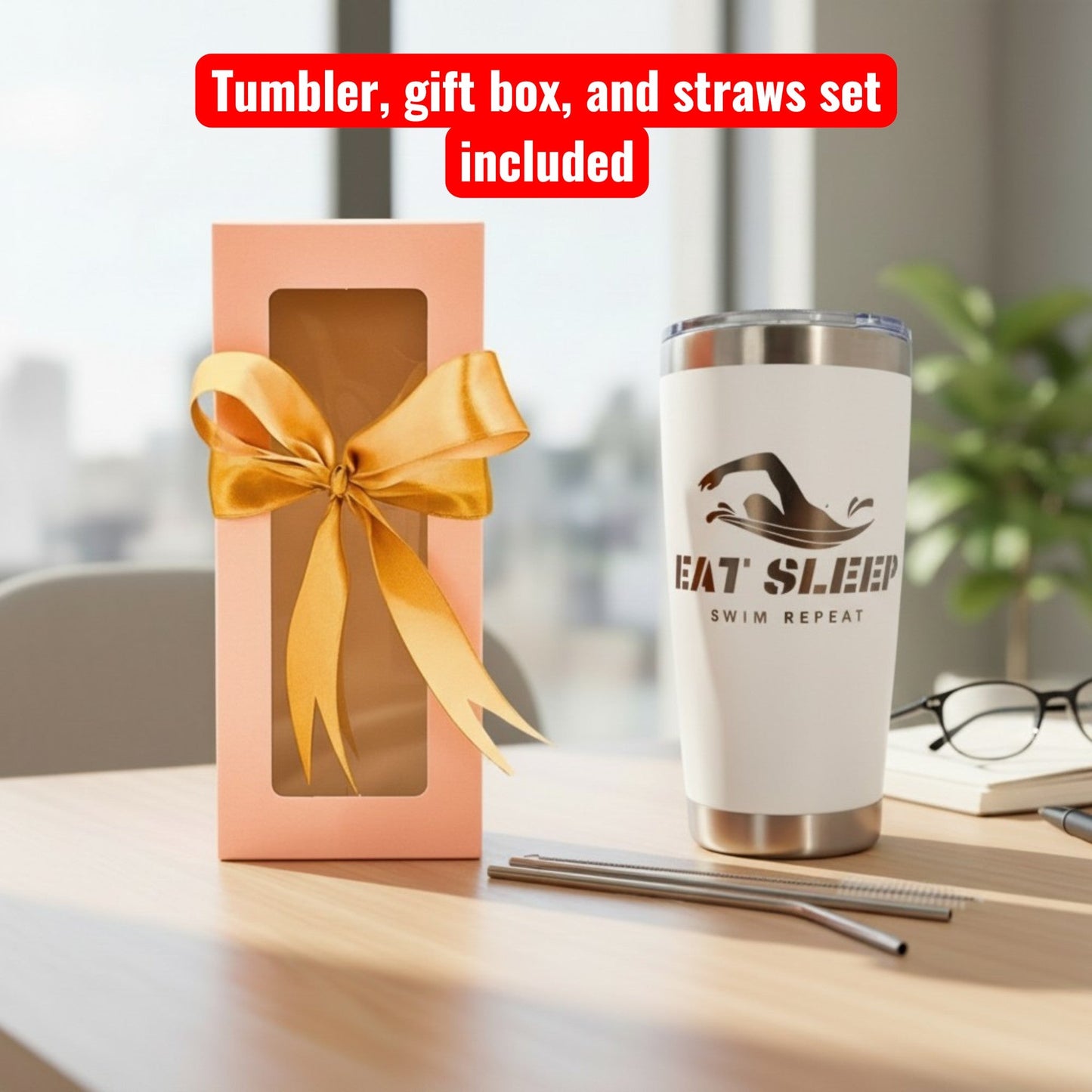 20oz Personalized Name Tumbler Gift for Swimmers Coaches