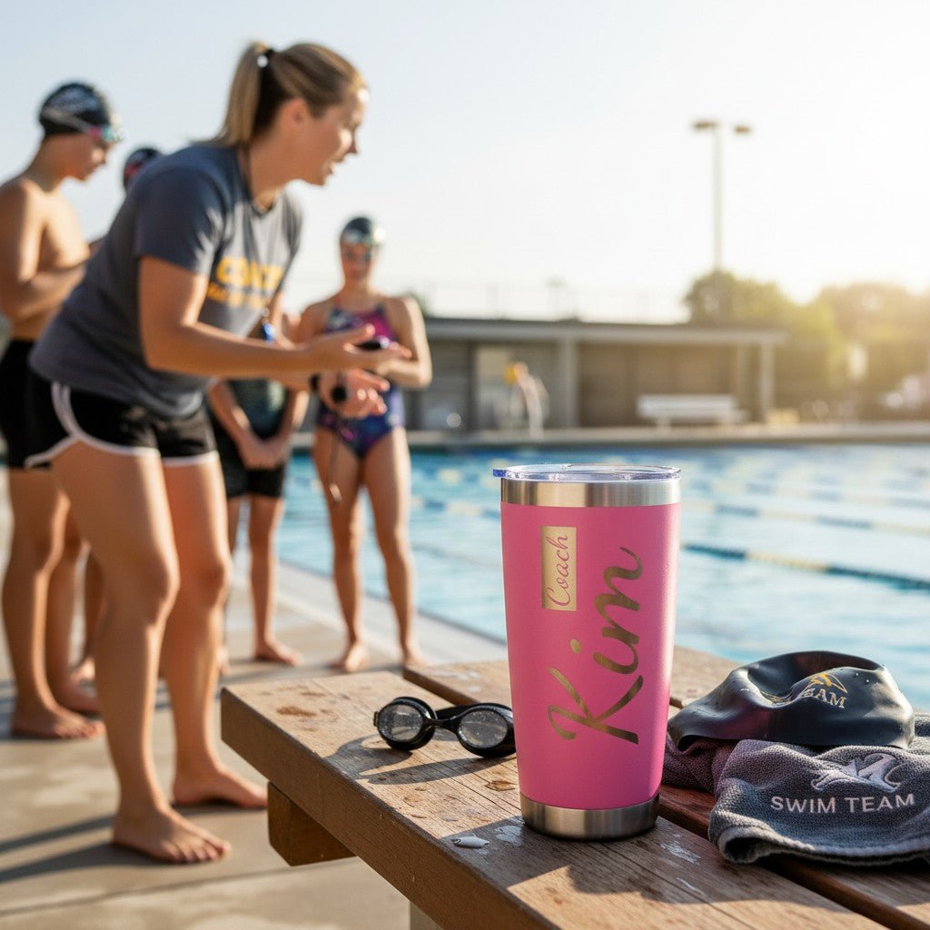 20oz Personalized Name Tumbler Gift for Swimmers Coaches