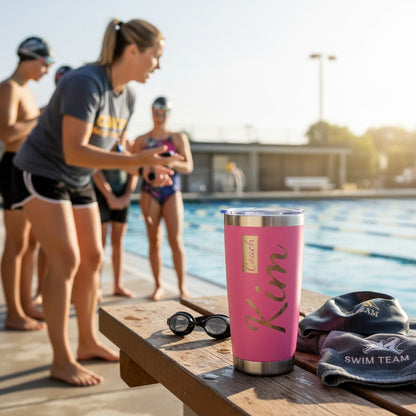 20oz Personalized Name Tumbler Gift for Swimmers Coaches