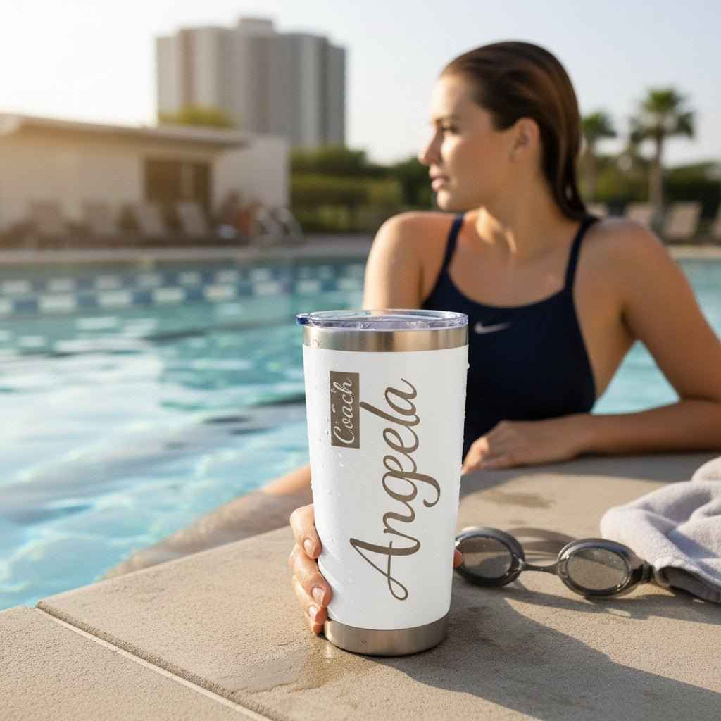 20oz Personalized Name Tumbler Gift for Swimmers Coaches