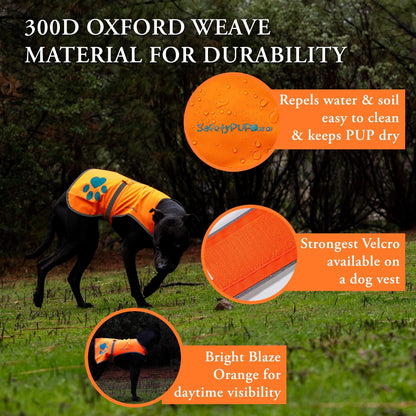 Reflective Dog Vest Hi-Vis M Size 30.75 in Chest x 23.5 in Neck Orange