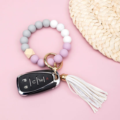 Silicone Color Block Key Ring Bracelet