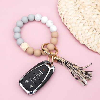 Silicone Color Block Key Ring Bracelet
