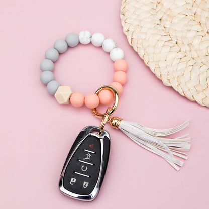 Silicone Color Block Key Ring Bracelet