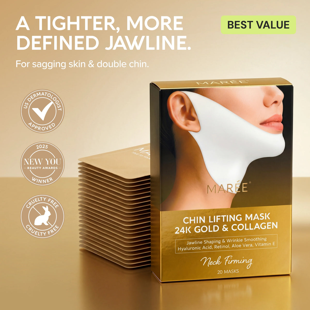 24K Gold V-Line Lifting Mask 20 PCS - Shaketea