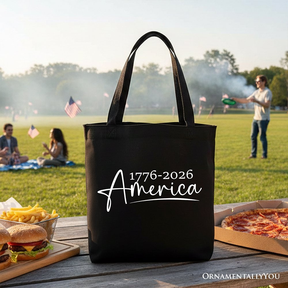 250 Years American Anniversary Tote Bag, 4th of July Minimalistic Patriotic 1776–2026 Gift Shopper