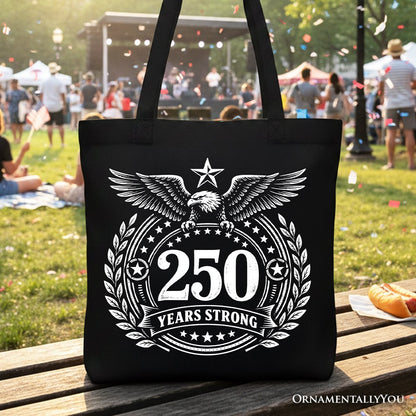 250th Anniversary Strong Eagle Tote Bag, 4th of July USA Patriotic 1776–2026 Gift Shopper