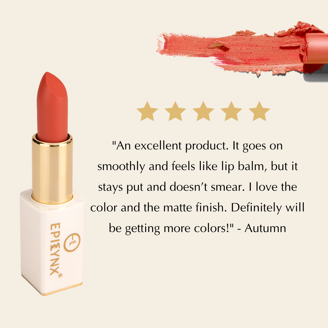 Vegan Matte Lipstick for Dry, Thinning Lips – Hydrating, Won't Bleed Into Lip Lines, Gluten-Free