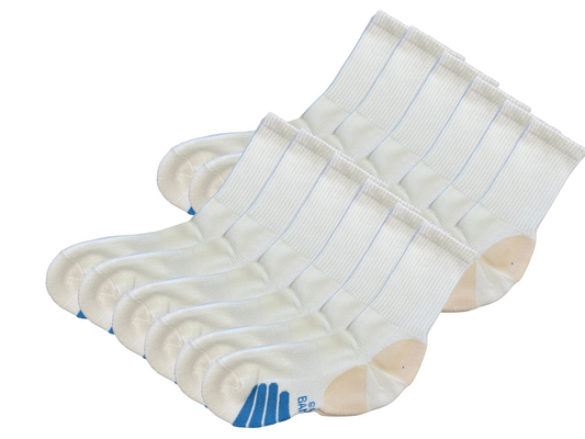 High Performance Crew Bamboo Viscose Socks Unisex White Color - 12-pack - Shaketea
